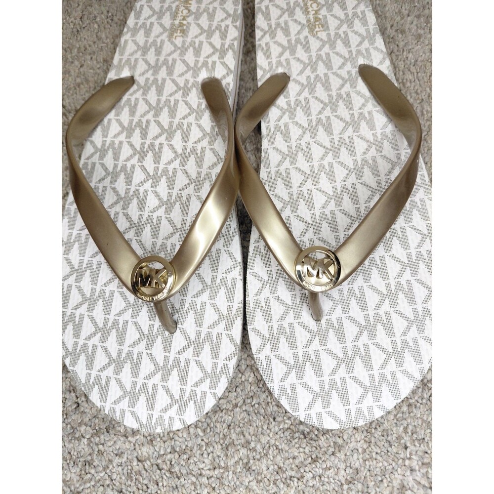 Michael Kors Women’s Cream and Gold Flip Flops Size 10M - Picture 8 of 10